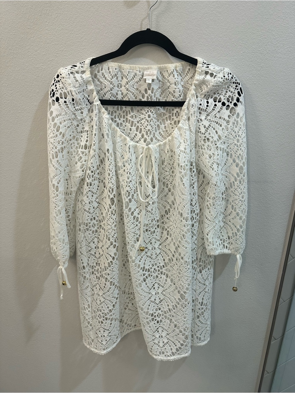 Milly White Lace Like Tie-Front Swim Coverup